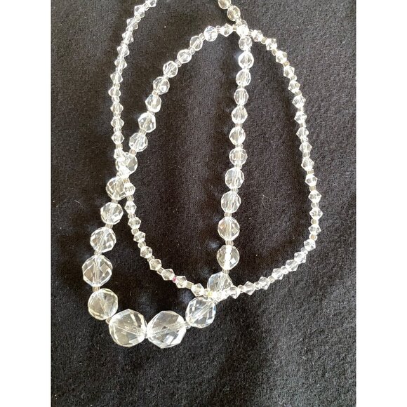 Unbranded Jewelry - Antique Art Deco Graduated Faceted Cut Lead Crystal Rondelle Necklace 26"